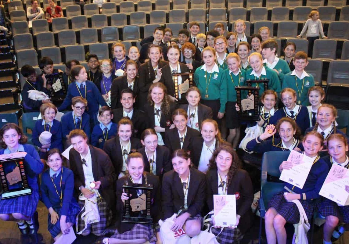     WA Tournament of Minds Team, including students from Our Lady of Grace Primary School, Sacred Heart College, Padbury Catholic Primary School, and John XXIII College